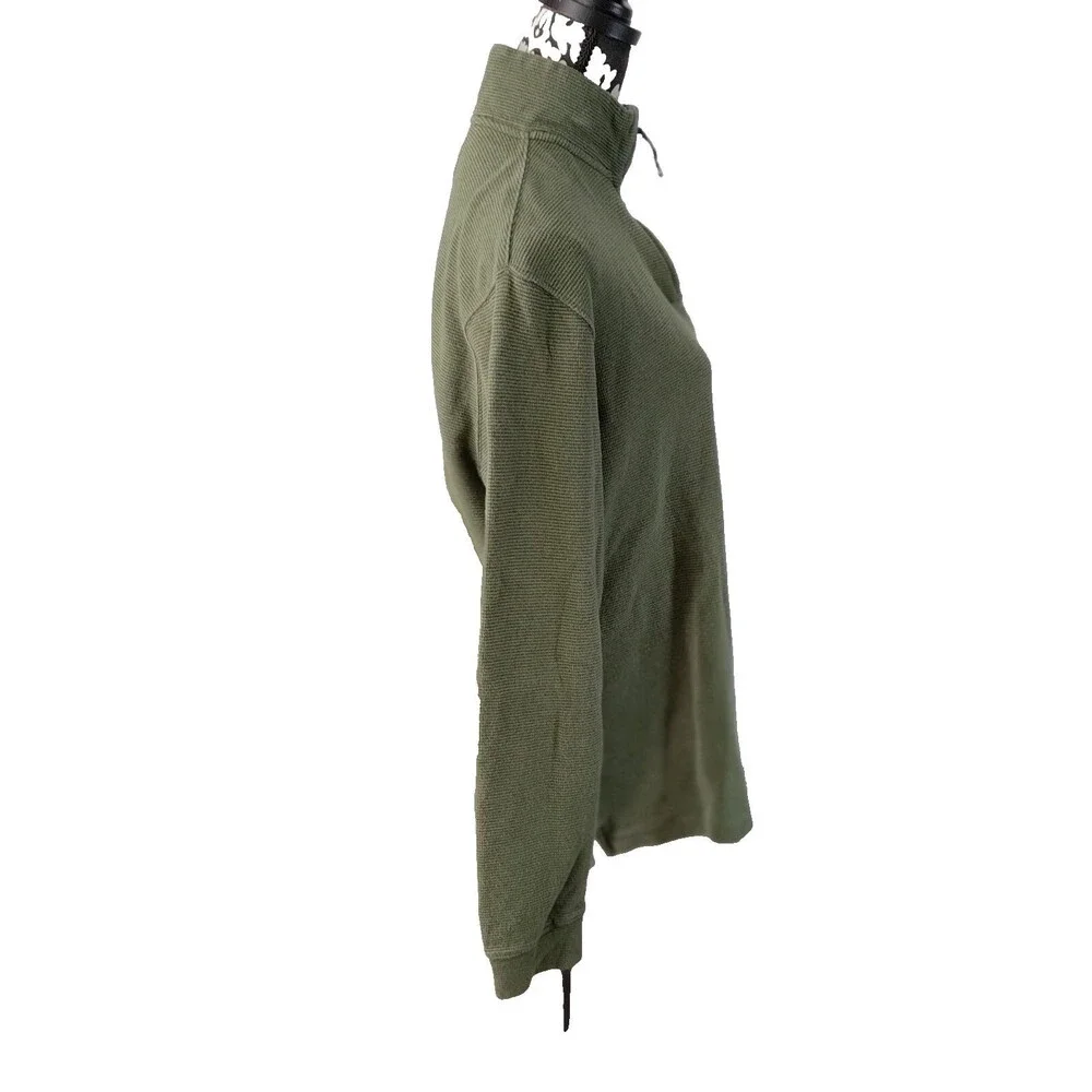 Chaps Sweater Mens Large Green Quarter Zip Mock Neck Pullover Long Sleeve Knit